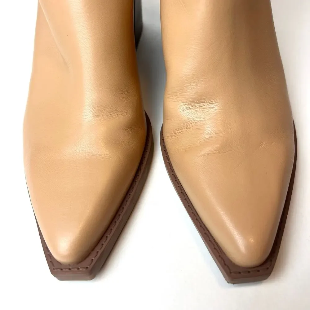 Dolce Vita Josiah Booties Pointed Toe Block Heel Ankle Boots Tan Size 7.5